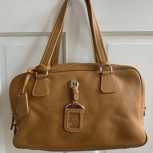 Prada Bauletto Shoulder Bag Camel Brown